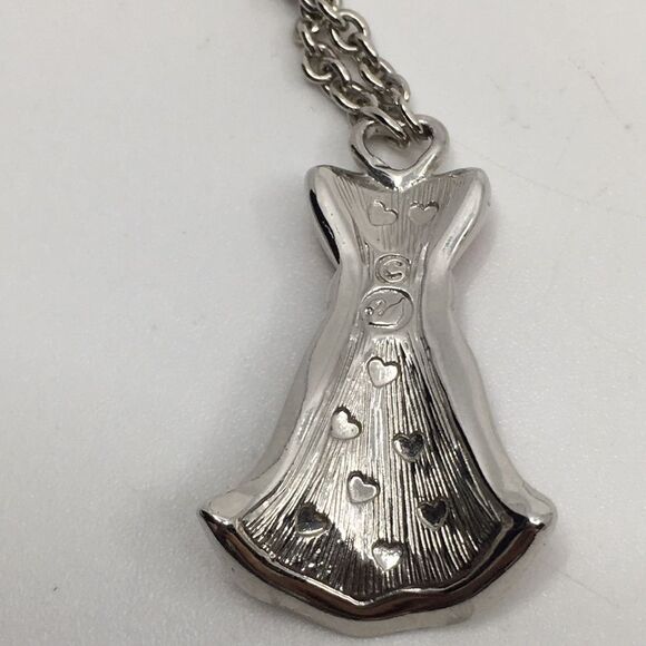 Swarovski Red Enamel Dress Pendant Silver Tone Necklace - Picture 14 of 16